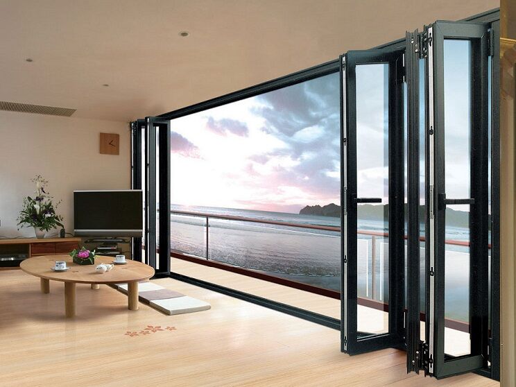 Bifold glass store patio doors